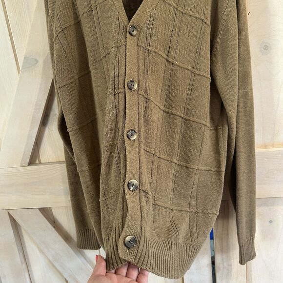 Oscar De La Renta Mens Cardigan Large Grandpa Sweater Old Money Knit Classic - Picture 6 of 12